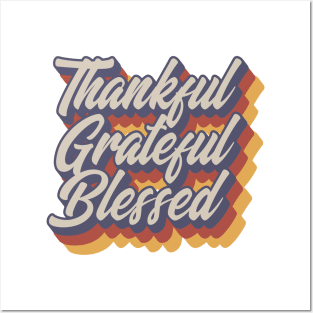 Thankful Grateful Blessed Retro Vintage Posters and Art